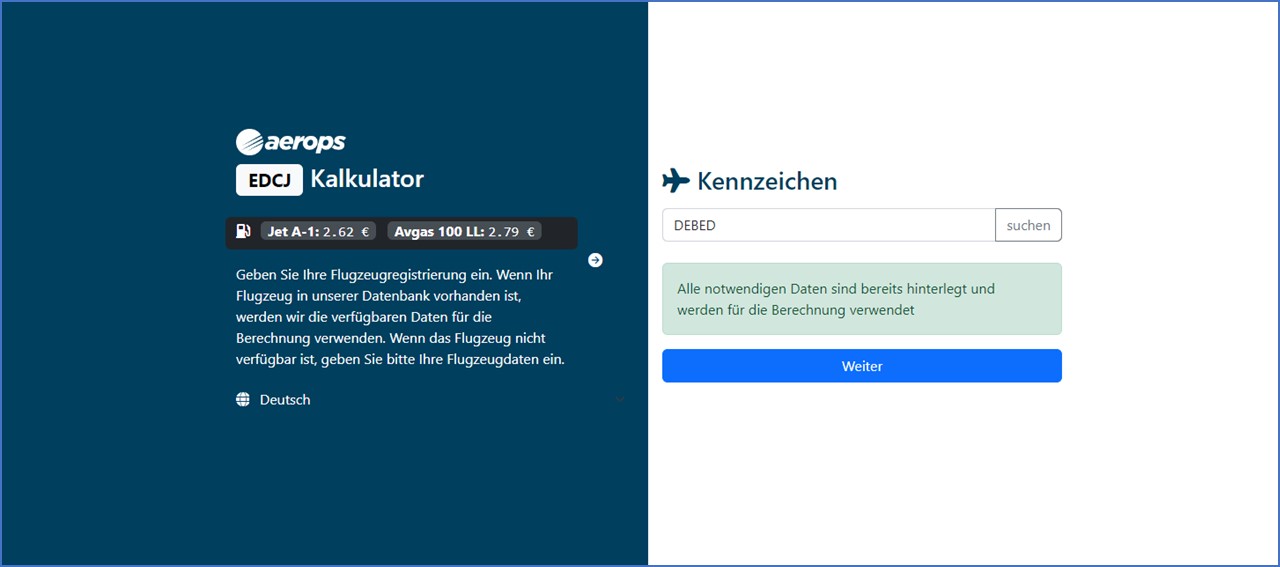 aerops-Flugplatz-Bezahlsystem-App für Piloten Softwarepreiskalkulation für Flugplätze Schritt 1-eins Kennzeichenangabe-eingabe payment system for airports and pilots